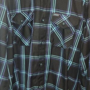 DIXXON SHREDDY Black and Blue Plaid Button Down Shirt